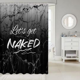 Let's Get Naked Pattern Bath Curtain Black Marble Shower Curtain For Kids Women Men Waterproof Modern Marble Aesthetic Bathroom Shower Curtain Set Abstract Art Kids Bathroom Accessories 72x78 Inch