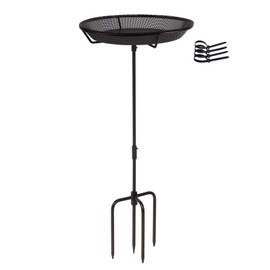 HRAYLTOP Standing Bird Feeder Bowl with 29.1 inch Iron Stand - Detachable Outdoor Decor for Garden Backyard Patio and Deck - Perfect for Attracting Birds