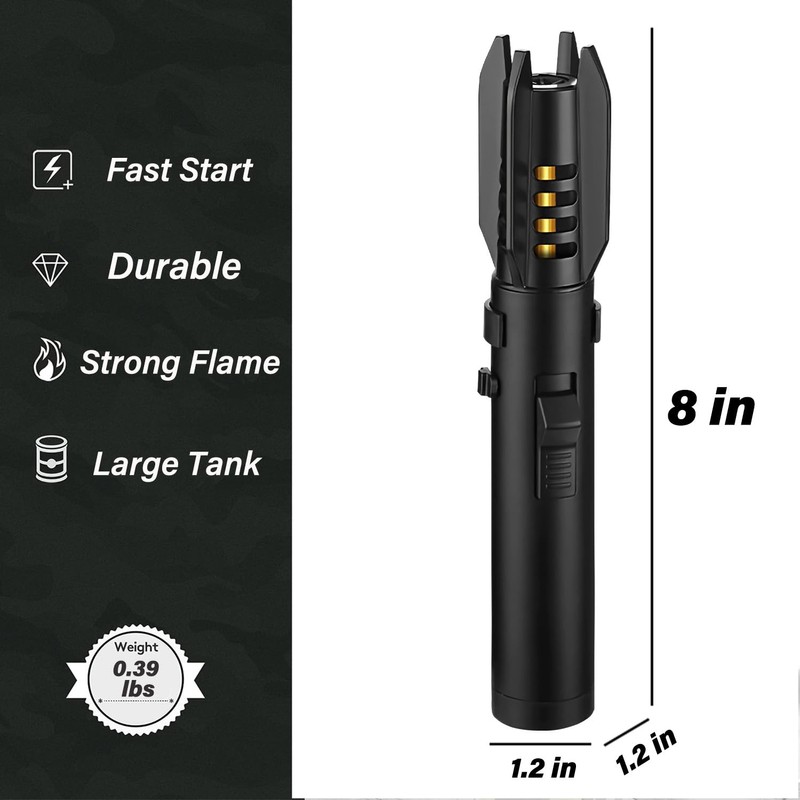 Large Torch Lighter, Windproof Butane Lighters with Flame Adjustable, Refillable,