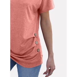 Jescakoo Summer Tops for Women 2024 Trendy, Tshirts for Women Casual Spring Clothes Coral 3XL