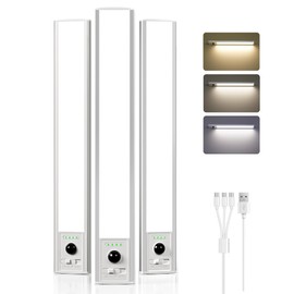 EZVALO 12inch Under Cabinet Lighting Wireless with Battery Indicator, 2500mAh Rechargeable Motion Sensor Light Indoor, 96 LED Under Counter Lights for Kitchen Closet, 3 Color Temps, Dimmable, 3 Pack