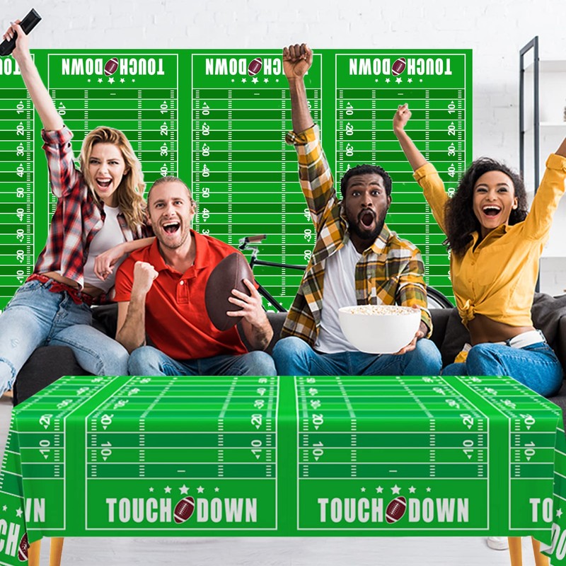 Gatherfun Football Theme Party Disposable Tablecloth Plastic Touchdown Table Cover