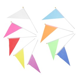 Toyvian Pack of 9 Coloured Small Flags Small Plain Flags Small Waving Flags With Your Hand Small Garden Flag Mini Hand Flags Small Trembling Flags Polyester Child The Sign Triangle