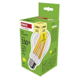 EMOS EMOS LED Lampe Edison A70, 18W Ersatz fr 150W Glhbirne, Vintage-Glhlampe mit E27 Sockel und Helligkeit 2452 lm, Warmwei? 2700 K, 25000 Stunden Lebensdauer, CRI > 80, 360 Abstrahlwinkel