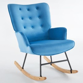 IULULU Glider Rocking Chair for Nursery Living Room, Bedroom, Upholstered RockerChair with Padded Seat and High Backrest Home, Garden, Velvet Blue