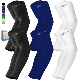 BHYTAKI 6 Pairs Cooling Compression Arm Sleeves for Men Women,UPF50 UV Sun Protection Sleeves for Work Sport Tattoo Cover Up
