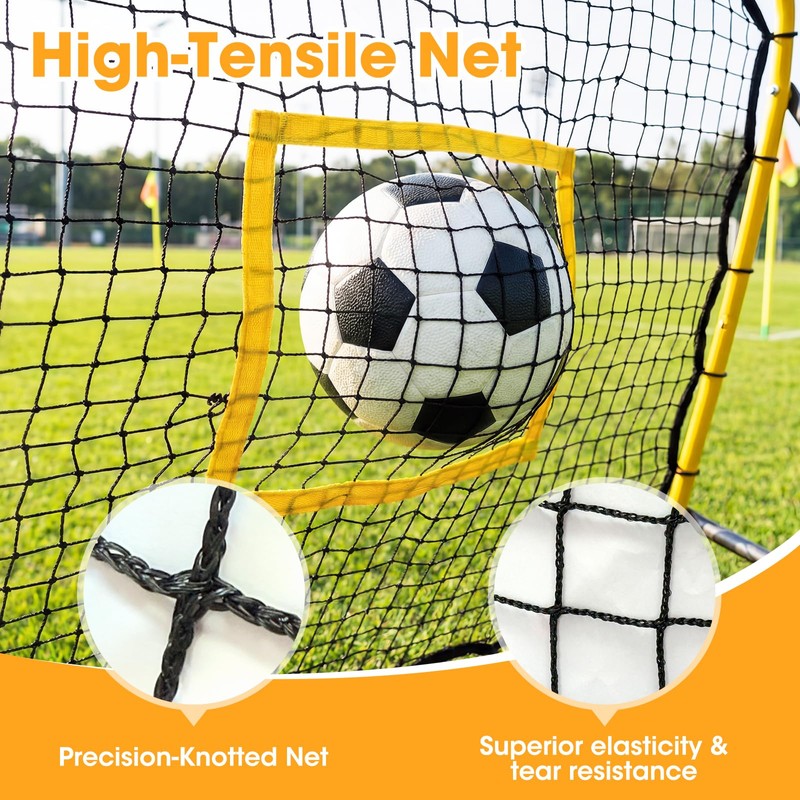 JIRTEMOT 3.7 x 3.7 FT Soccer Rebound Net, Yellow