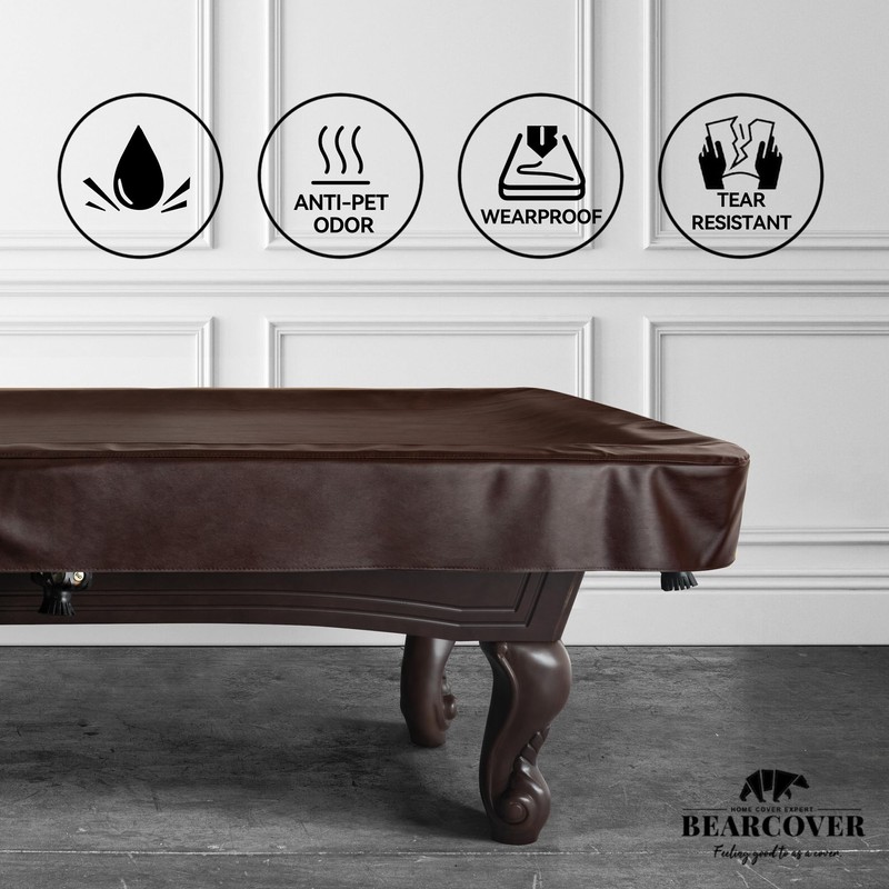 BEARCOVER Heavy Duty Leatherette Billiard Pool Table Cover, Waterproof &