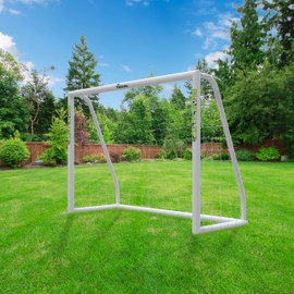 Vallerta® Soccer Goal 12x6Ft/10x6Ft/7x5Ft/6x4Ft. Portable Weatherproof PVC Frame with Net, Carry Bag and Ground Stakes, Youth Regulation Sizes for Kids and Adults, Outdoor/Indoor.