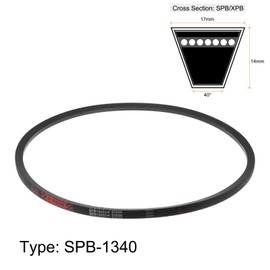 sourcing map SPB1340 V-Belt Drive Belt 1340 mm Pitch Length Rubber Power Transmission