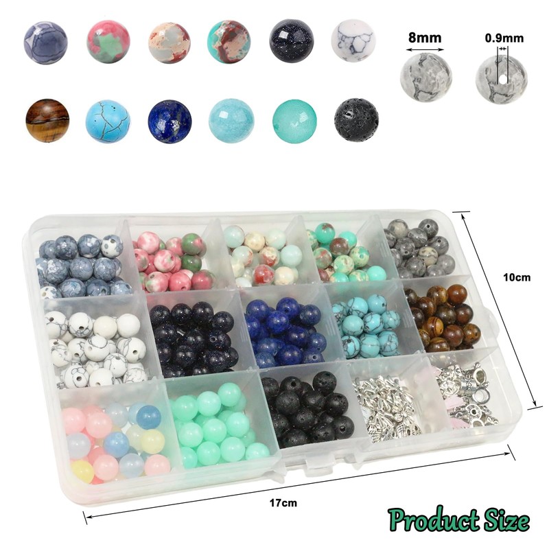 BLAESIFF 13 Farben Perlen für Armband, 8 mm runde Perlen