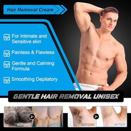 Crema depilatoria para hombres, crema corporal íntima/privada para cabello no deseado en axilas, partes privadas, área púbica y bikini, depiladora sin