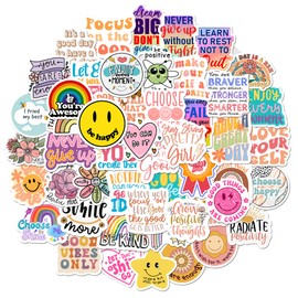BEATRI Inspirational Stickers 50Pcs for Adults, Motivational Stickers Waterproof Vinyl for Teens Kids Teachers, Journaling Water Bottles Scrapbook Laptop Positive Quote Vinyl Stickers