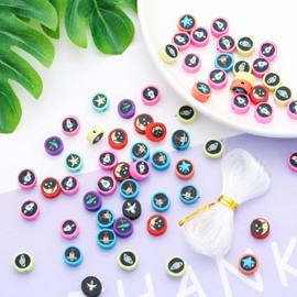 100pcs Outer Space Polymer Clay 10mm Spacer Beads for Women Jewelry Making DIY Bracelet Necklace Hair Clip (Outer Space)