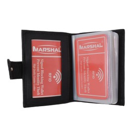 Premium Soft Leather RFID Blocking Credit Card ID Holder with Snap Closure