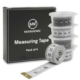 MeasureWiz Measuring Tape - 4 Pack 60 Inch 150 cm Soft Fabric White and Black Measuring Tapes for Tailors Dressmakers and Sewing - Metric Waist and Body Measurements Tape Measures
