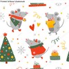 Christmas Seamless pattern with pine tree and mouse. New Year