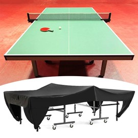 Table Tennis Cover Outdoor Courtyard Patio Waterproof Dust-proof Ping Pong Table Cover Fits Both Folding & Flat Table Black 280x153x73cm