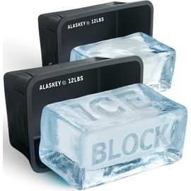 Alaskey® Giant Ice Block Mold 12 lbs (2-Pack) | Create Perfect Reusable Ice Bricks | Professional Silicone Mold for Crafting Extra Large Ice Cubes, Ideal for Ice Baths, Coolers, Bartender Accessories