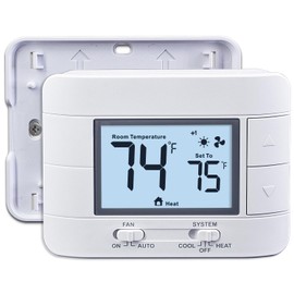 Aowel Non Programmable Thermostat for Home 2 Heat 2 Cool Multistage System, with Room Temperature & Humidity Monitor (LCD White Backlit Screen)