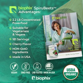 biophix Organic SpiruBeets 2.2 lbs Sprirulina - Beet Root - Protein-Rich Nutrient-Dense Superfood Powder - Rich in Nitric Oxide