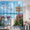 ZFMRZF Beach Bicycle Seagull Shower Curtain 70x70 Inch