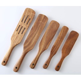 Messon Wooden Spoons for Cooking, 7Pcs Handmade Natural Teak Cooking Spoons Wooden Spatula for Non Stick Cookware (7 sets)