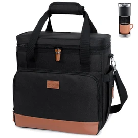 BAGSPRITE Coffee Maker Travel Bag Compatible with Keurig K-Mini or K-Mini Plus, Single Serve Coffee Brewer Carrying Case with Multiple Pockets for K-Cup Pods, Storage Bag With Shoulder Strap Grey
