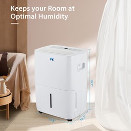 JHS 35 Pints Dehumidifier for Spaces up to 2,500 sq. ft at Home with Drain Hose, Reusable Air Filter, and 1.05 Gal Water Bucket, Perfect for Bedrooms Bathrooms Basements