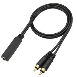 QIANRENON TRS 1/4 Female to Dual RCA Male Stereo Splitter Cable6.35mm Female to 2 RCA Mono Y Splitter Conversion Extension Audio Cable,for Mixer Amplifier KTV Equipment Audio,1m/3.2ft