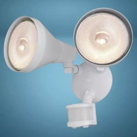 Patriot Lighting Dualux White Dual Head Motion Sensor Wall Mount Outdoor Security Flood Light