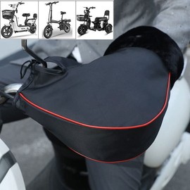 ITODA Motorcycle Bar Muffs with Faux Fur Cuff Winter Warm Snowmobile Scooter Bike Handlebar Gloves Waterproof Windproof Thick Hand Warmer Motorbike Muffs