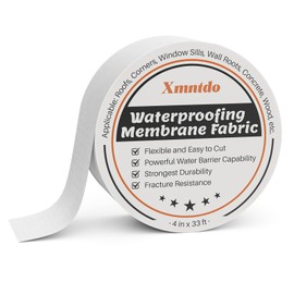 Xmntdo Waterproof Membrane Polyester Fabric 4 Inches x 33 Feet, Anti Fracture Membrane Fabric Sheet, Non-Adhesive - Fixing Leaks & Reinforcing Seams,Cracks,Vents,Skylights,Shower Walls, Easy to Use
