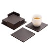 Techson 6PCS Leather Coasters, PU Non-Slip Drinks Wine Tea Coffee