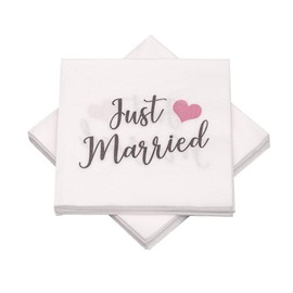 20 Napkins 'Just Married' 33 x 33 cm – Taupe Pink – Wedding