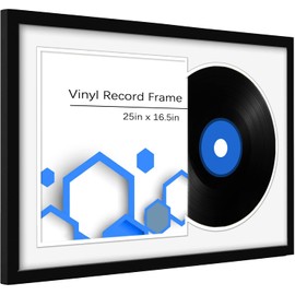 JqdXbpL Vinyl Record Frame Album Frame for Frame Made to Display Vinyl Records, Home Decor LP Vinyl Record Display (White Bottom Mat, 2Pack)