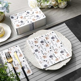 Seajan 200 Pcs Disposable Hand Towels for Bathroom Spring Paper Guest Napkins Floral Guest Towels Summer Paper Napkins Paper Towels Disposable Guest Napkins for Bathroom Wedding (Fall)