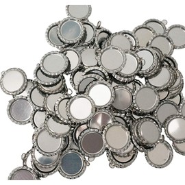 100 Pieces Flattened Bottle caps Double sided, Wholesale Bottle Caps Caps With Split Ring, Silver Bottle Caps Crafts Pendants, Necklaces, Jewelry