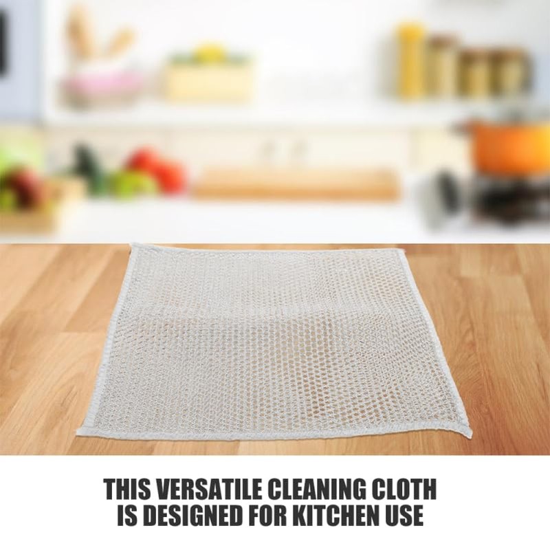 Zerodeko 5 Pack Silver Wire Dish Rags Non-Scratch Dishcloth Wire