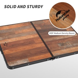 Naturehike Folding Camping Table, Portable Tables with Adjustable Legs, Foldable Pinic Tables with Carry Bag for Outdoor, BBQ, Travel - Large Retro