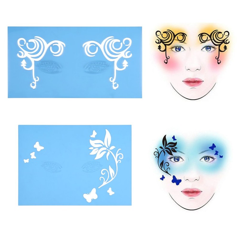 7 Styles/Set Reusable DIY Face Painting Makeup Stencil Body Painting