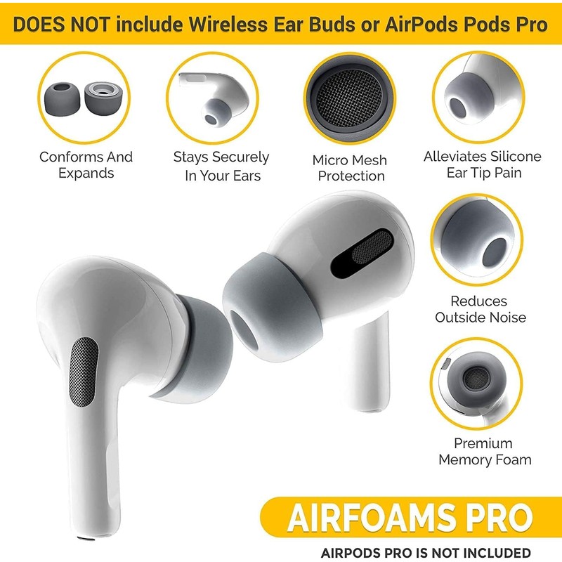 AirFoam Memory Foam Ear Tips for AirPods Pro, Comfort Fit