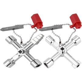 ElevaPulse 2 Piece Universal Key Set, Control Cabinet Key with 4-Way Function, Radiator and Heating Key, Square and Triangle Key for Water and Electricity Meters