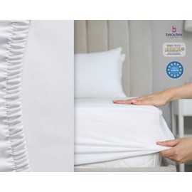 BEAUTEX Cotton Fitted Sheet, Premium Jersey Fabric, 160 g/m², Choice of Size and Colour (Standard, 160 x 200 x 30 cm, White)