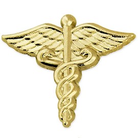 PinMart Classic Gold Plated Medical Caduceus Lapel Pin - 10 Pack