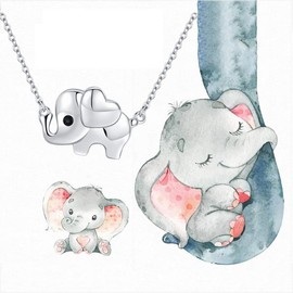 TANGPOET Elephant Necklace for Girls 925 Sterling Silver Elephant Pendant Elephant Jewellery Gifts for Women Ladies, Sterling Silver