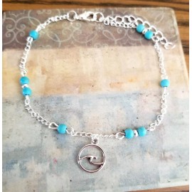 Handmade Silver WAVE Anklet Beaded Anklet Womens Anklets Ocean Wave Ankle Bracelet Beach
