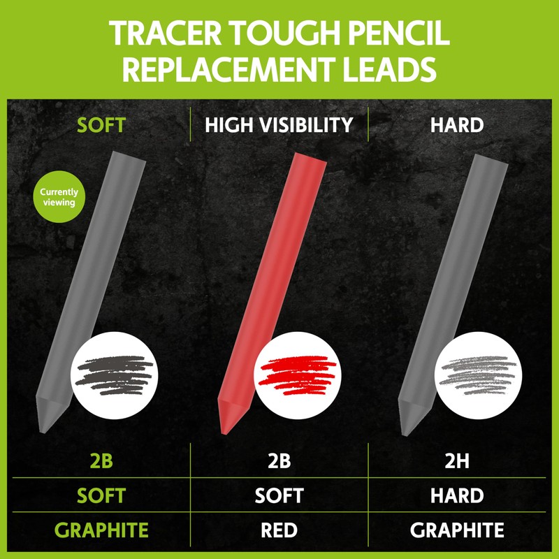 Tracer Tough Construction Pencil Replacement Leads Set - 6 x