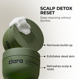 CLARA Clarifying Scalp Scrub – Walnut Exfoliating Gel, Vegan Formula for Scalp Detox, Removes Product Build-Up, Oil & Impurities, Refreshing Formula for All Hair Types, 250ml