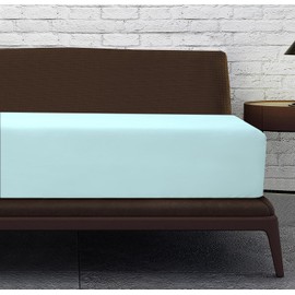 Linen Home Spa Blue King Fitted Sheet Deep fit 12''/30cm Microfibre Easy Care Fitted Sheets King Size - Ultra Soft Brushed Wrinkle and Fade Resistance Bedding(King, Spa Blue)